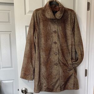 NWT Dennis Basso Brown and cream Animal Print Jacket